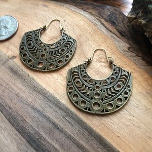Brand New Unique Bronze Modern Hoop Earrings